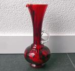 Vintage vaas glas Opaline Florence rood Opalina Fiorentina, Gebruikt, Ophalen of Verzenden, Glas, Minder dan 50 cm