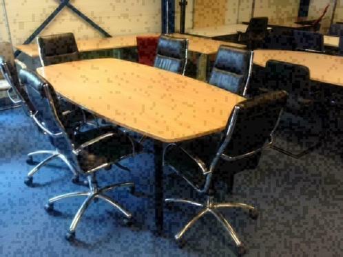 2 x Vergadertafel Werndl, donker beuken blad, 220 x 110 cm., Huis en Inrichting, Bureaus, Gebruikt, Ophalen