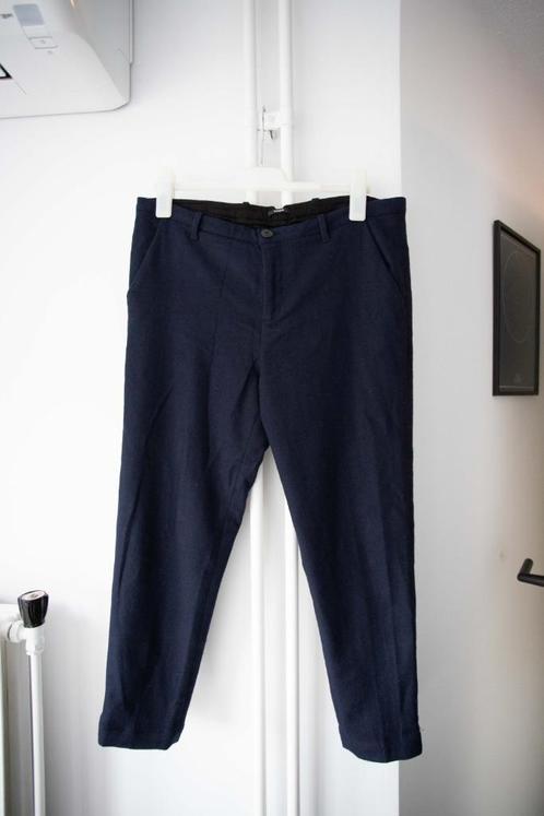 Blauwe wollen broek / pantalon Denham maat M, valt ruim, Kleding | Dames, Broeken en Pantalons, Gedragen, Maat 42/44 (L), Blauw