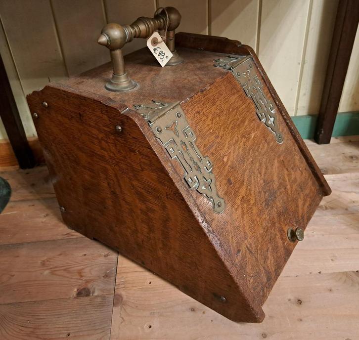 Echte antieke houten kolenbak of openhaard bak puntgaaf item, Antiek en Kunst, Curiosa en Brocante, Ophalen