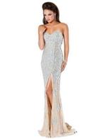 Jovani Crystal Nude Dress size 6/small, Jovani, Ophalen of Verzenden, Galajurk, Zo goed als nieuw
