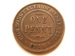 Oude One Penny, George V, Australia, 1911, brons, prachtig (, Postzegels en Munten, Ophalen of Verzenden, Losse munt