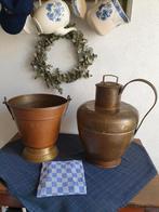 Emmer en melkbus van koper., Ophalen of Verzenden