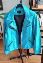 Turquoise leren damesjas (Dekkers) – maat 44 – vintage, Maat 42/44 (L), Ophalen of Verzenden, Gedragen, Dekkers