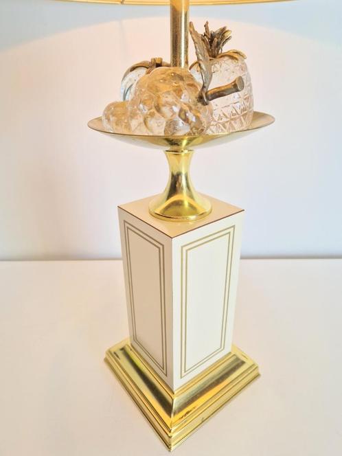 Vintage le dauphin messing kristal tafellamp '70 regency, Huis en Inrichting, Lampen | Tafellampen, Gebruikt, Minder dan 50 cm