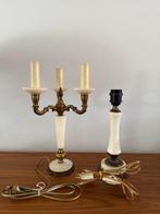 Tafellampen, wit marmer, bronze, vintage, jr 50/60, netjes, Ophalen of Verzenden, Zo goed als nieuw, Minder dan 50 cm