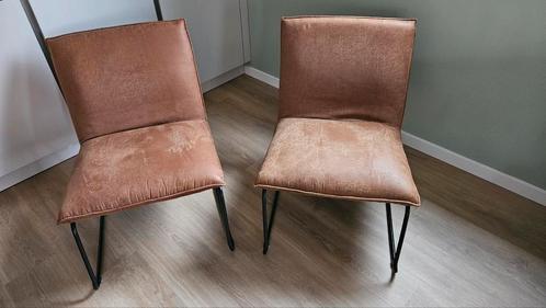 Bruine microleder fauteuils 73x65x73 cm, Huis en Inrichting, Stoelen, Zo goed als nieuw, Twee, Overige materialen, Bruin, Ophalen