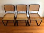 3 gemerkte Originele Breuer Cesca Thonet S32 Stoelen, Huis en Inrichting, Stoelen, Ophalen, Drie, Zwart, Retto vintage bauhaus