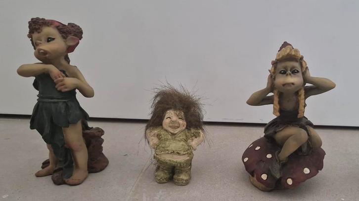 Set fantasy beeldjes – elfjes en trollen – vintage decoratie, Antiek en Kunst, Curiosa en Brocante, Ophalen
