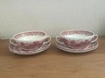 Soepkoppen met schotel English Country Inns rood, Antiek en Kunst, Antiek | Servies los, Ophalen of Verzenden