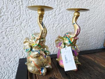  Kandelaar Olifant – Spetter Effect - 1=€15,- 2=€27,50 beschikbaar voor biedingen