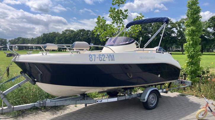 Prins 480 Open, Watersport en Boten, Vis- en Consoleboten, Zo goed als nieuw, 50 tot 70 pk, 3 tot 6 meter, Benzine, Buitenboordmotor