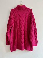 Grof gebreide coltrui fuchsia roze trui kabeltrui gebreid XL, Ophalen of Verzenden, Zo goed als nieuw, Maat 46/48 (XL) of groter
