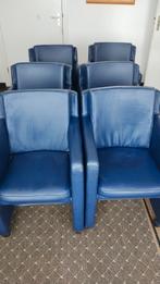 Donker blauwe stoelen op wieltjes, Huis en Inrichting, Fauteuils, Ophalen, Gebruikt, Minder dan 75 cm, 50 tot 75 cm