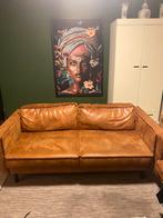 Rund met gesperst stof bankstel cognac kleur, Huis en Inrichting, Ophalen, Zo goed als nieuw, Rechte bank, Stof