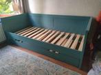 Eenpersoonsbed met extra lade – grijs blauw, Ophalen, 85 tot 100 cm, Gebruikt, Lattenbodem
