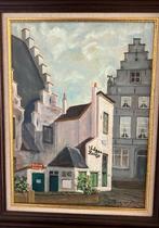 Olieverfschilderij Gent, Galgenhuisje en stadszicht, Antiek en Kunst, Kunst | Schilderijen | Klassiek, Ophalen of Verzenden