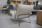 Luxe fauteuil EARL Jess design metaal stof beige naturel, 75 tot 100 cm, Metaal, Zo goed als nieuw, Ophalen