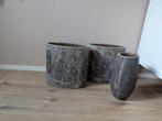 Set met bloempotten voor binnen., Ophalen, Rond, Zo goed als nieuw, Minder dan 25 cm