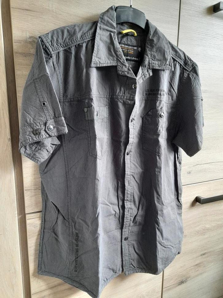 Sportief Gestreept Herenoverhemd, 2XL 45/46., Kleding | Heren, Overhemden, Gedragen, Overige halswijdtes, Grijs, Ophalen of Verzenden