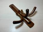Wandkapstok prachtig hout met drie houten haken, Ophalen of Verzenden