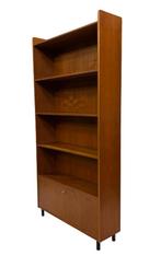Vintage Teakhouten Boekenkast Deens Design Jaren 60, Met plank(en), Gebruikt, Vintage, 50 tot 100 cm