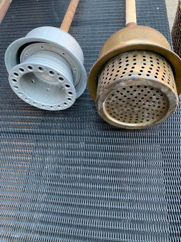 2x vintage wasstampers, messing en zink, jaren 1930., Antiek en Kunst, Curiosa en Brocante, Ophalen of Verzenden