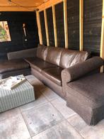 Lounge hoekbank  bruin leer Doe n bod !, Ophalen, Gebruikt, Stof