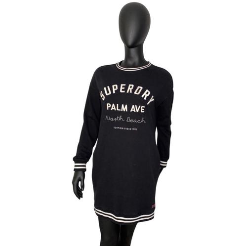 Superdry sweat jurk zwart-wit. ALS NIEUW!, Kleding | Dames, Jurken, Zo goed als nieuw, Maat 38/40 (M), Zwart, Boven de knie, Verzenden