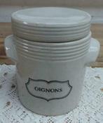 Franse gres uienpot met zwarte tekst OIGNONS, Ophalen of Verzenden