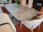 Tafel 240 x 110 cm. HPL, met Marmer look, Antraciet, l.ovaal, Huis en Inrichting, Ophalen, Metaal, 100 tot 150 cm, Vijf personen of meer