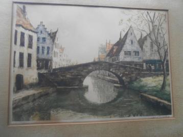 BRUGGE, (belg) Mooie gekl ets met gebroken glas  beschikbaar voor biedingen