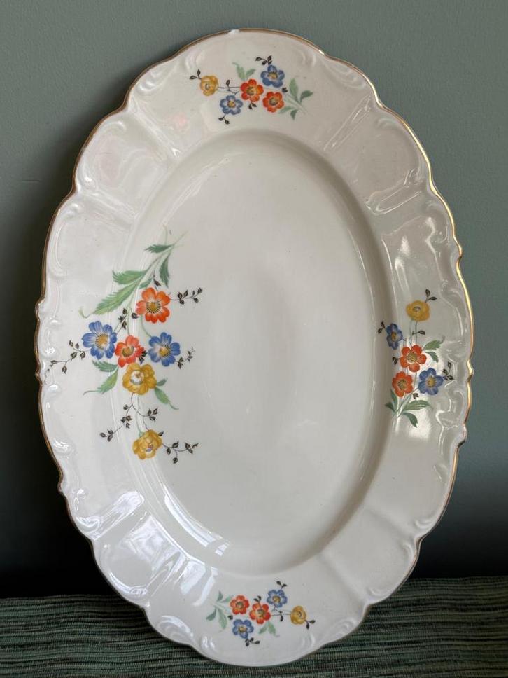 Vintage/ antieke schaal (groot) Altrohlau oranje/ blauw 1921, Antiek en Kunst, Antiek | Schalen, Ophalen