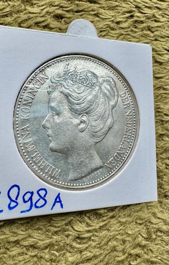 2½ Gulden 1898 Wilhelmina, Postzegels en Munten, Munten | Nederland, Losse munt, 2½ gulden, Koningin Wilhelmina, Zilver, Ophalen of Verzenden