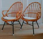 1 of 2 vintage stoel Rohe Noordwolde rotan stoeltje fauteuil, Ophalen, Gebruikt, Bruin, Eén
