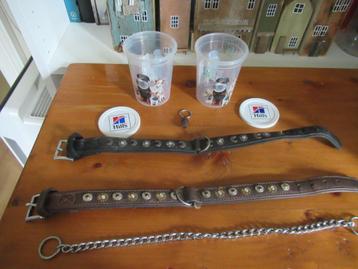 2 x LEREN HALSBAND hond, versierd/slipketting + accessoires beschikbaar voor biedingen