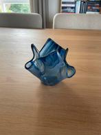 Blauwe Glazen Waxinelichthouder, Antiek en Kunst, Antiek | Glas en Kristal, Ophalen