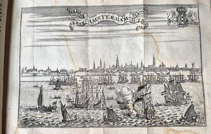 Zeldzaam reis-boek Amsterdam 1753, met 28 (uitv.) gravures, Antiek en Kunst, Antiek | Boeken en Bijbels, Verzenden