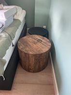 Houten Boomstam Bijzettafel of Nachtkastje, Gebruikt, Rond, 55 tot 75 cm, Hout