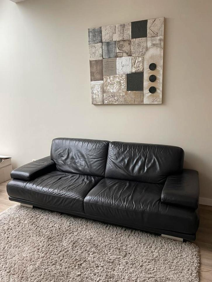 Natuzzi leren driezitsbank chocolade bruin, Huis en Inrichting, Banken | Bankstellen, Zo goed als nieuw, Minder dan 150 cm, 75 tot 100 cm