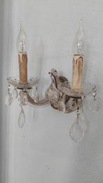 Vintage brocante wandlamp met glazen pegels, Huis en Inrichting, Ophalen of Verzenden, Gebruikt, Glas