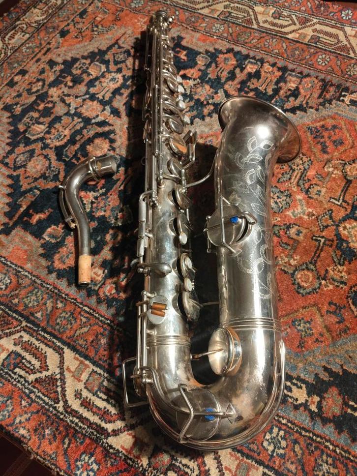 Solotone Artist Tenor Saxofoon - Verzilverd, Muziek en Instrumenten, Blaasinstrumenten | Saxofoons, Gebruikt, Tenor, Ophalen