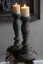 Kandelaar baluster driftwood, Huis en Inrichting, Woonaccessoires | Overige, Www.jufbrocante.nl, Www.jufbrocante.nl, Nieuw, Ophalen of Verzenden