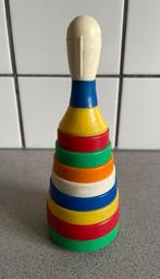 Vintage speeltoren met rammelaar stapeltoren tuimelaar retro, Ophalen of Verzenden, Zo goed als nieuw