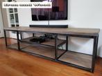 Tv meubel - maatwerk - oud eiken wagonplanken - staal, Ophalen, Nieuw, Eikenhout, Robuust, stoer, oud eiken, wagondelen, wagonplanken, staal