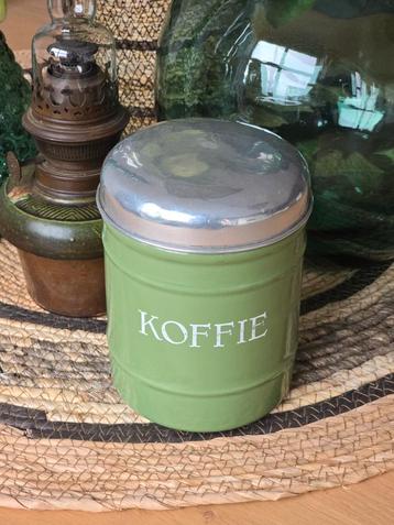 Prachtig antiek reseda groen Koffie blik €17,50 beschikbaar voor biedingen
