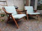 Opknappers: twee jaren 60 design/vintage armchair fauteuils, Huis en Inrichting, Stoelen, Ophalen, Hout, Gebruikt, Twee
