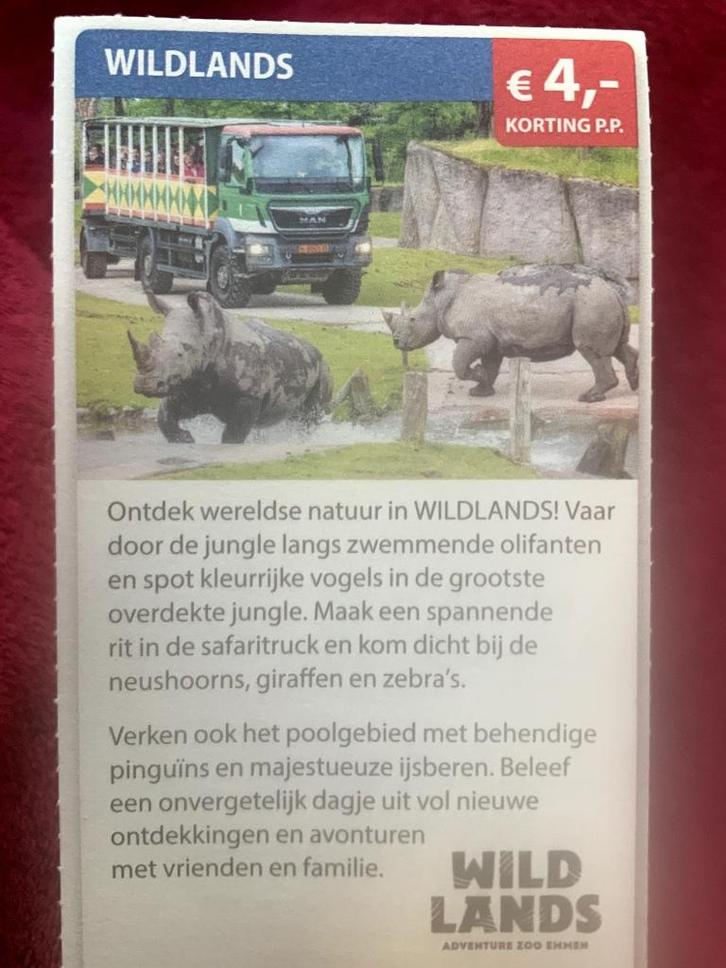 Wildlands Adventure Zoo Emmen Voordeelbon, Tickets en Kaartjes, Recreatie | Dierentuinen, Drie personen of meer, Dierentuinbon