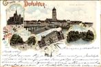 Deventer - Groete uit - Litho, Verzamelen, Ansichtkaarten | Nederland, Ophalen of Verzenden, Voor 1920, Gelopen, Overijssel