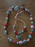 Ketting en armbandje roze/metaal, Sieraden, Tassen en Uiterlijk, Kettingen, Verzenden, Nieuw, Roze, Overige materialen
